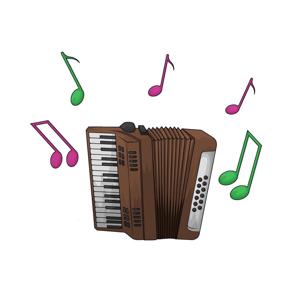 Startone Piano Accordion with music note illustration vector