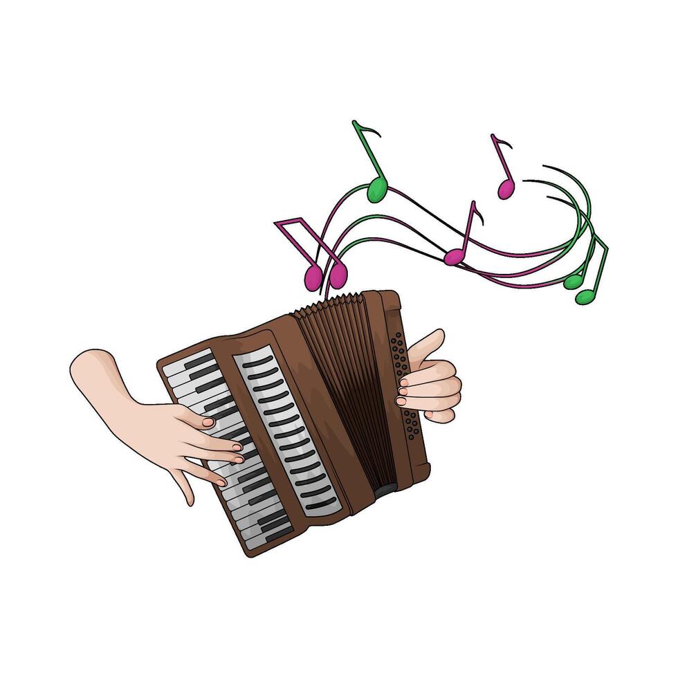 hands playing the accordions vector