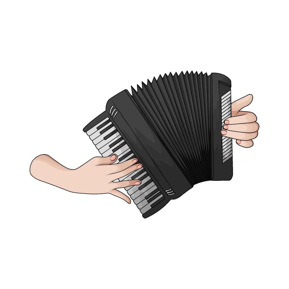 illustration of hand playing accordion vector