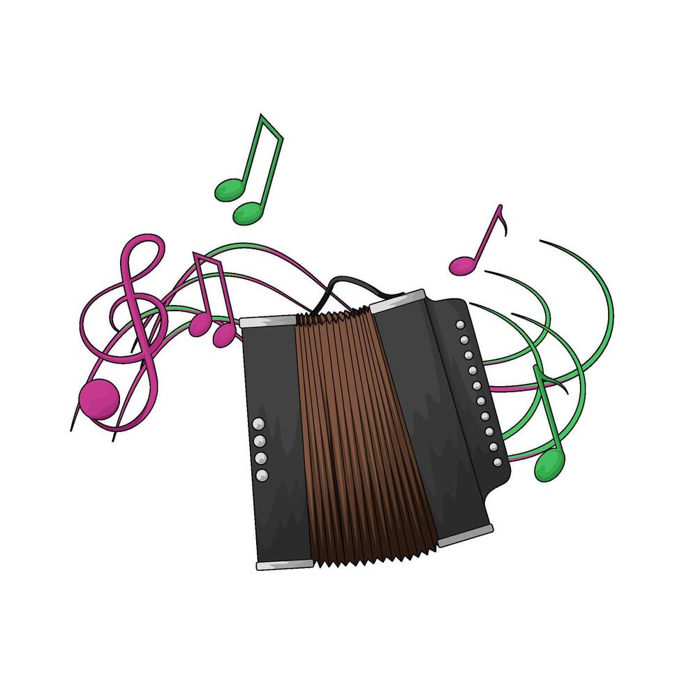 illustration of Accordion and music note vector