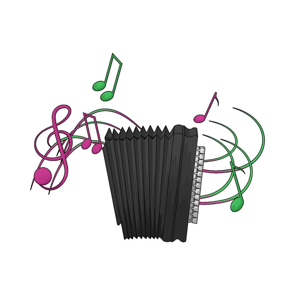 Classic accordion with music note vector