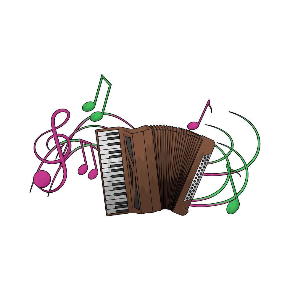 illustration of Startone Piano Accordion and music note vector