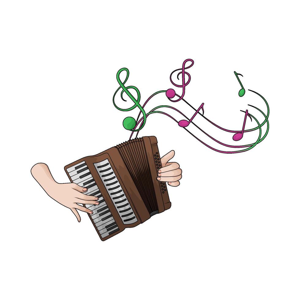 illustration of hands playing accordions vector