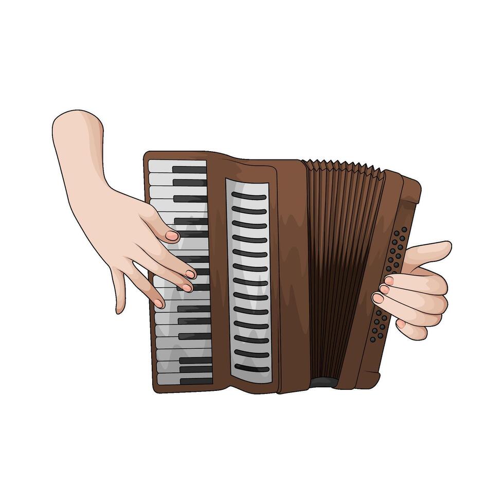 hand playing accordion illustration vector