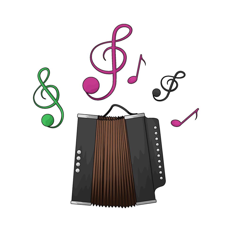 Accordion and music note vector