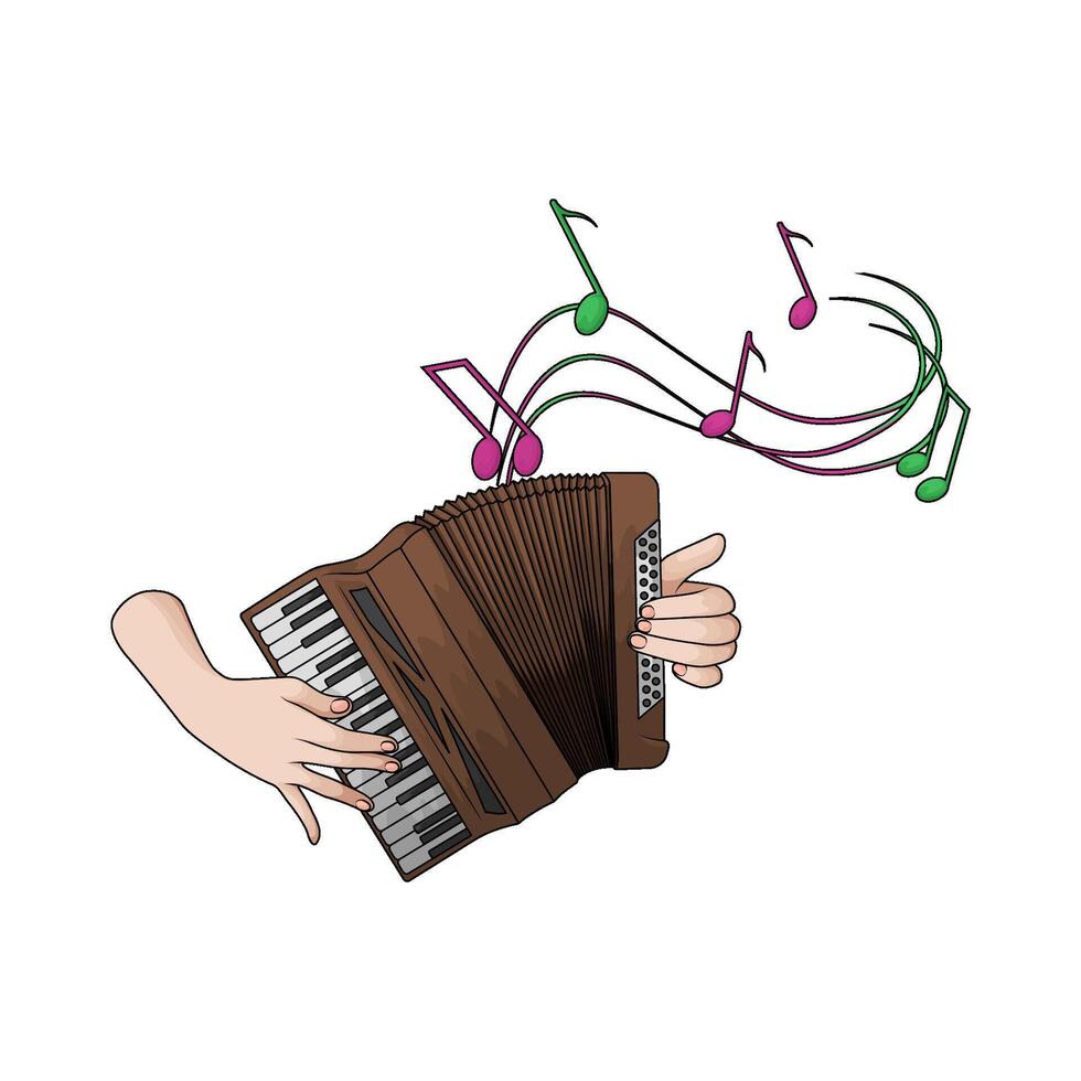 illustration of hand playing accordions vector