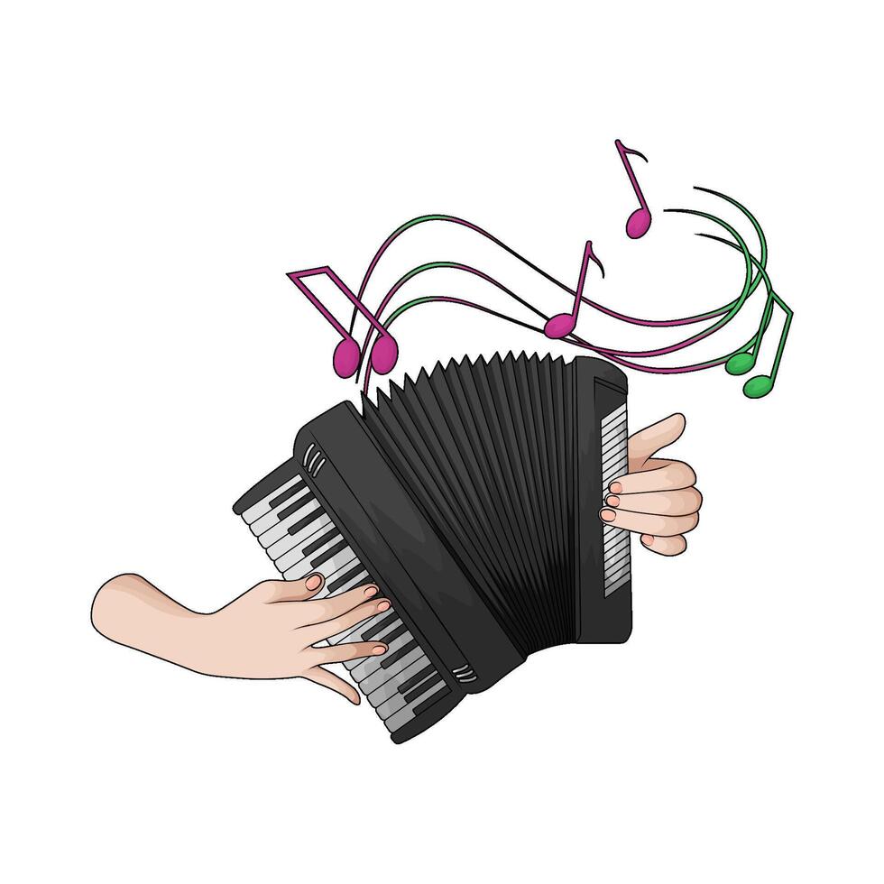 hands playing accordions vector