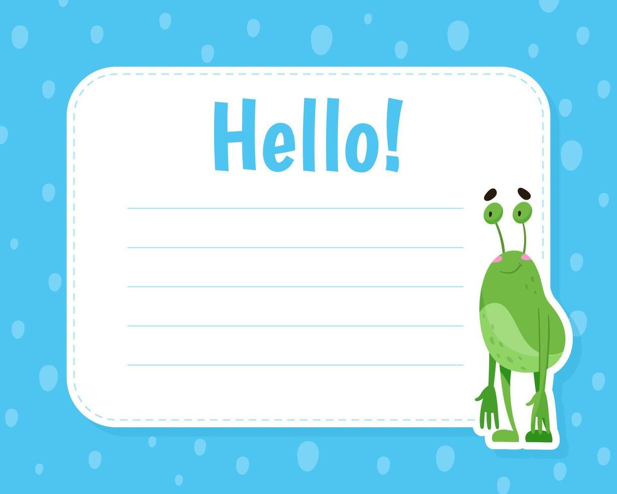 Greeting Card with Funny Monster Character and Mutant with Friendly Face Template vector