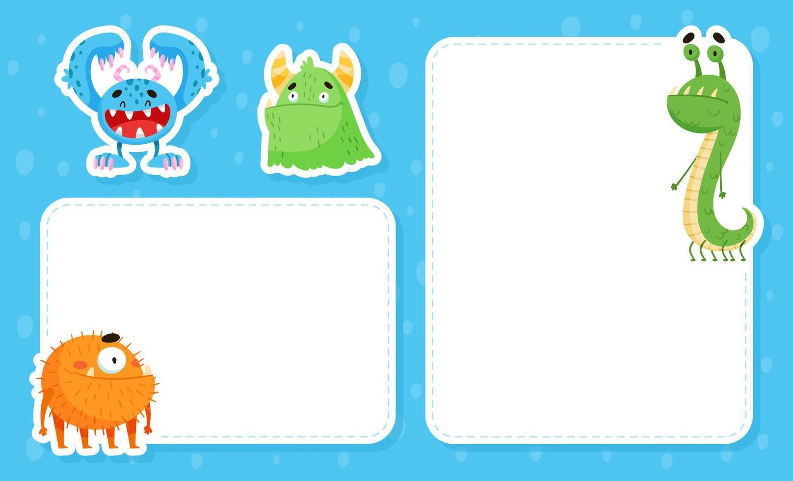 Note Card with Funny Monster Character and Mutant with Friendly Face Template vector