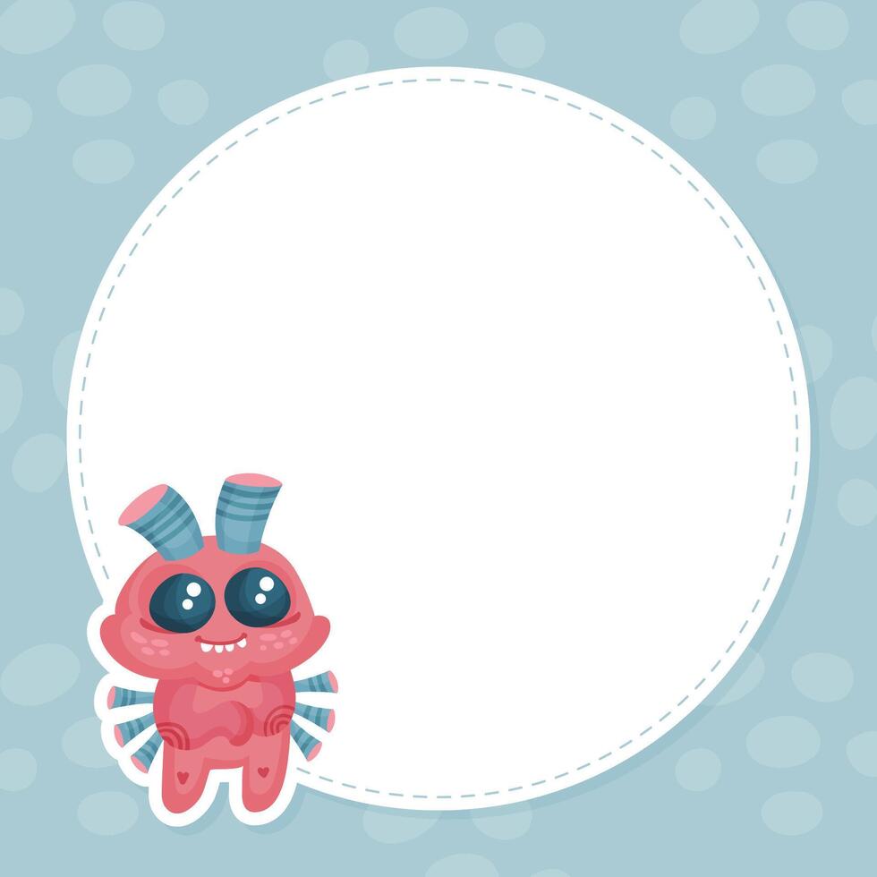 Banner with Funny Monster Character and Mutant with Friendly Face Template vector