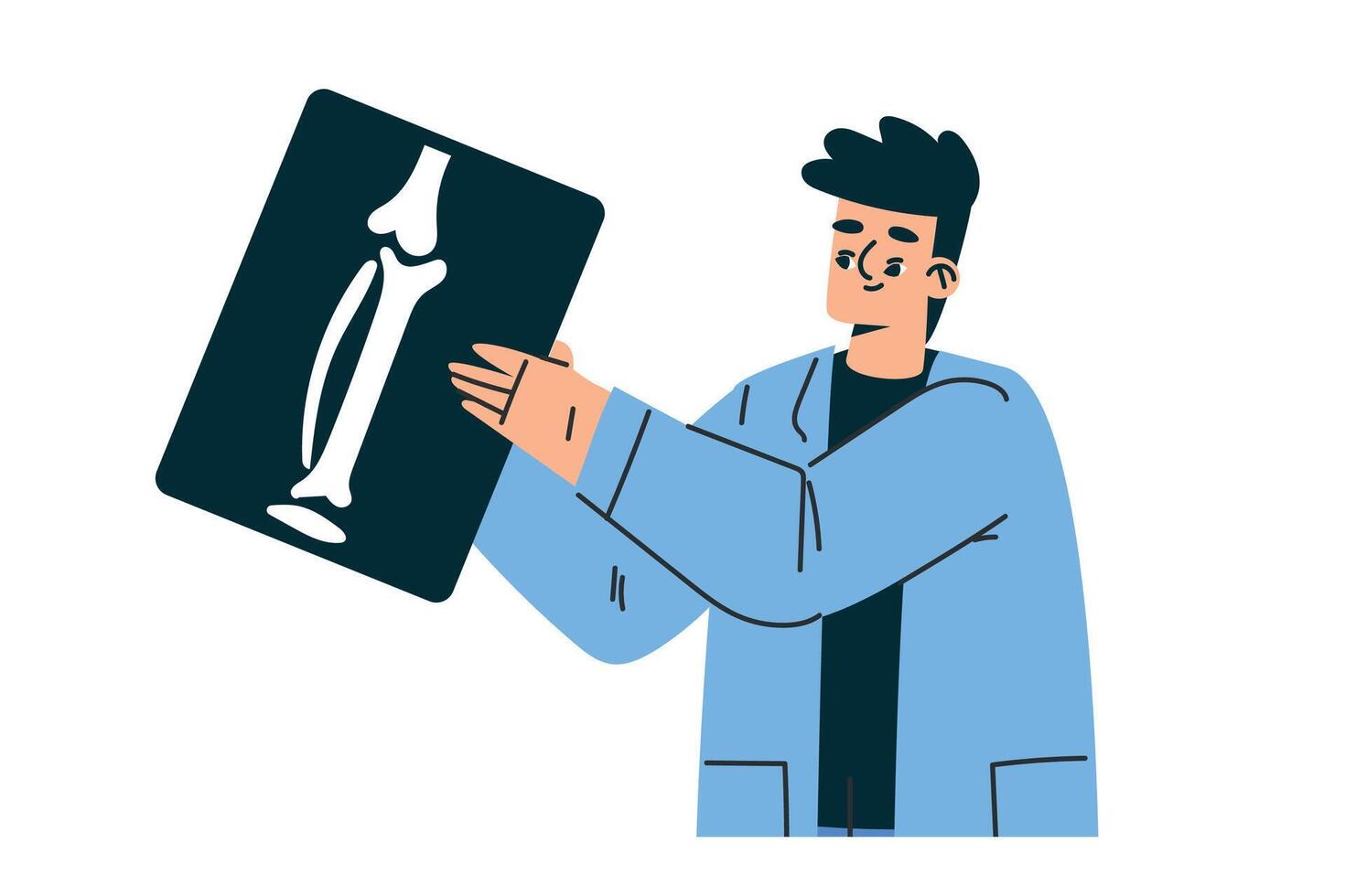 Doctor Man Character in Coat Hold X-ray Working in Hospital Illustration vector