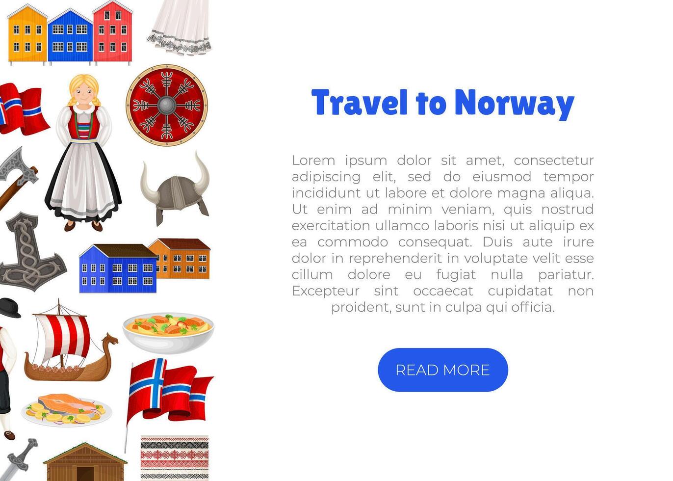 Travel to Norway Banner and Poster Design Template vector