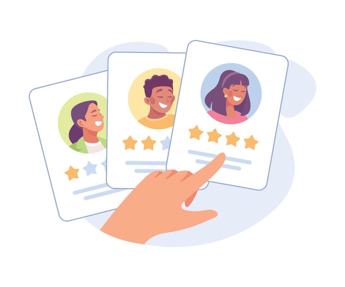 Hiring, Recruiting and Employment with Hand Rate Worker Illustration vector