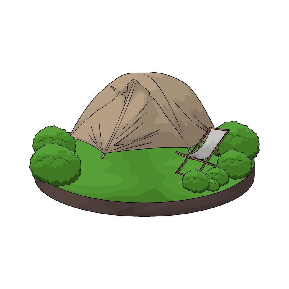 illustration of Best Hiking Tents with chair vector