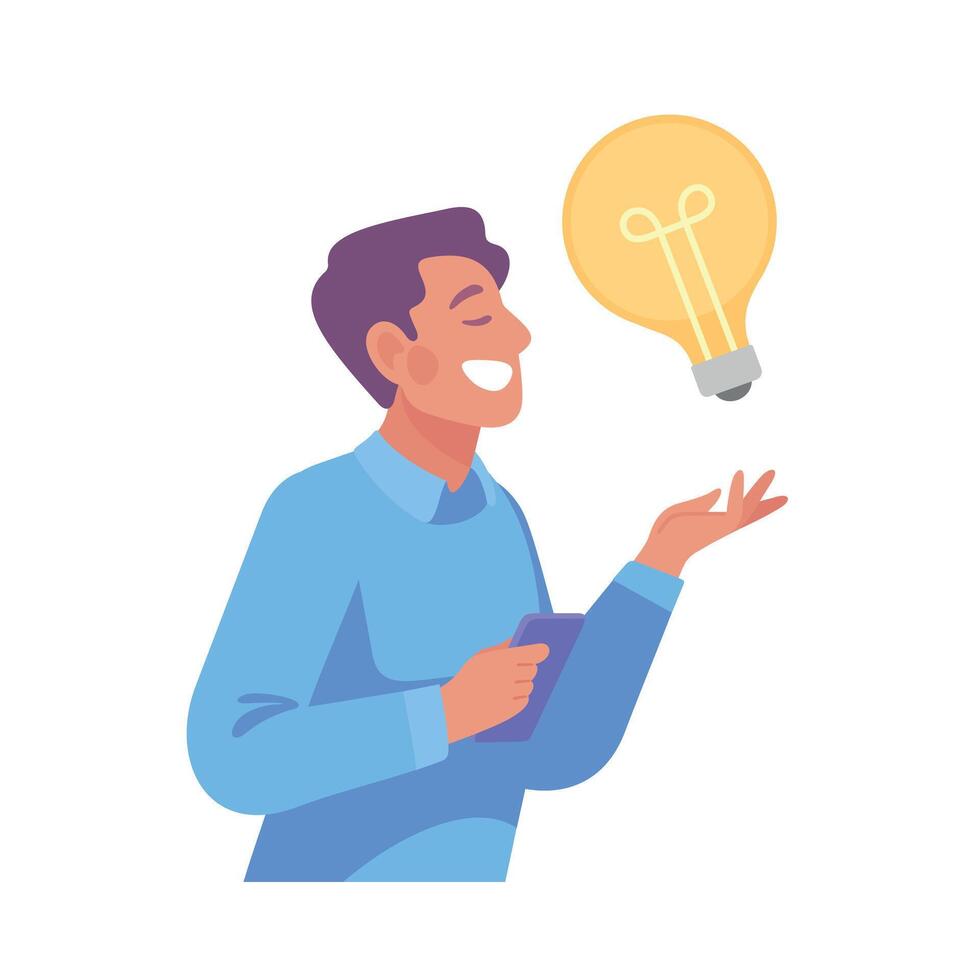 Business Process with Man Have Idea as Lightbulb Illustration vector