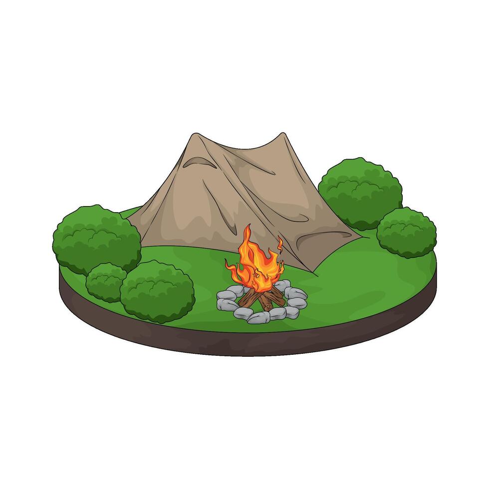 illustration of tent with campfire vector
