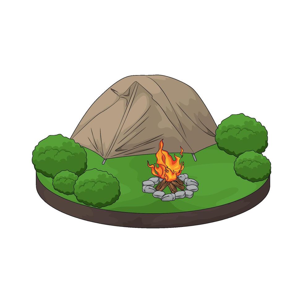 tent with campfire illustration vector