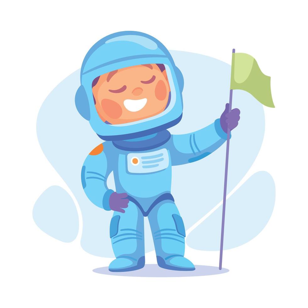 Boy Astronaut in Spacesuit as Child Profession Illustration vector