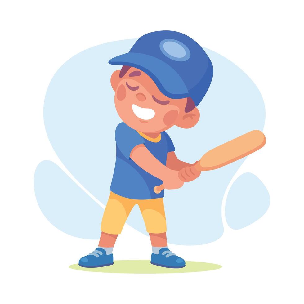 Boy Baseball Player with Bat as Child Profession Illustration vector