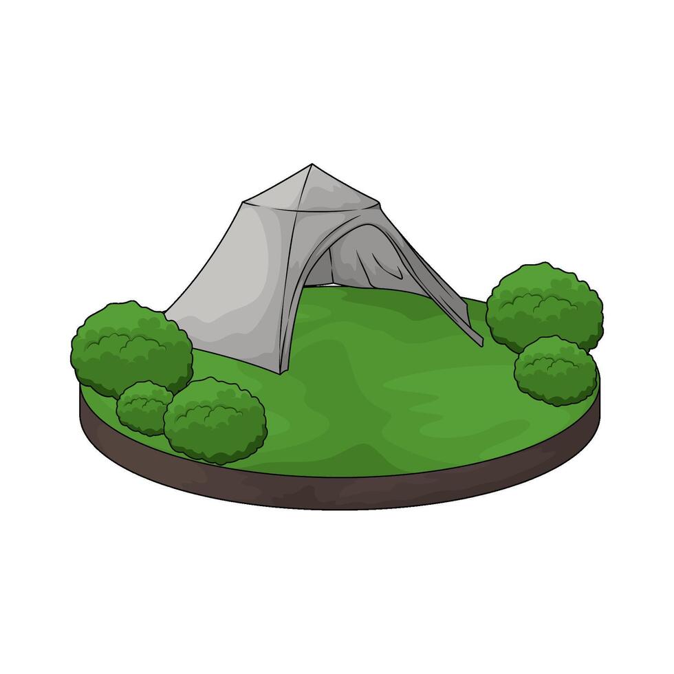 simple tent among the bushes vector