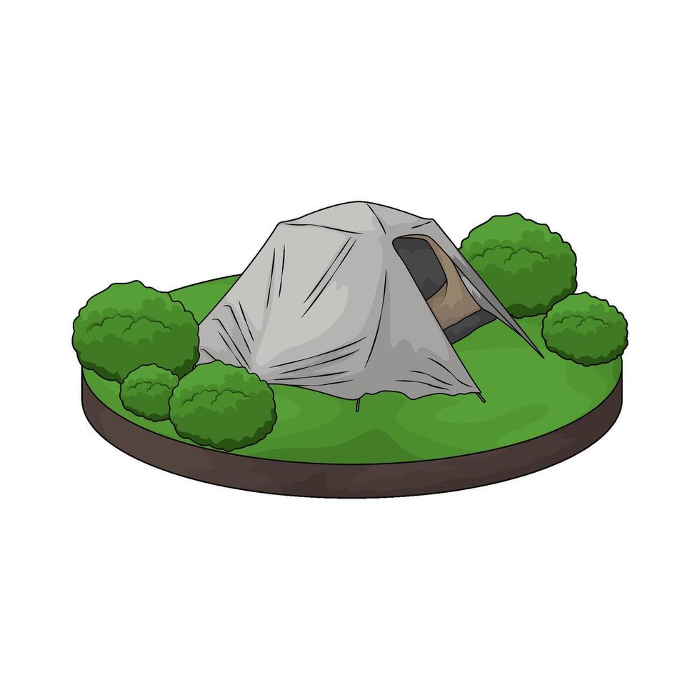 simple tent among the bushes illustration vector