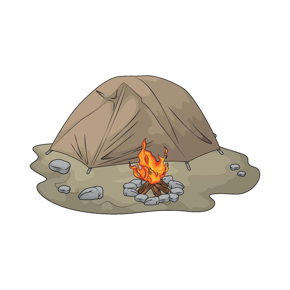tent and campfire vector