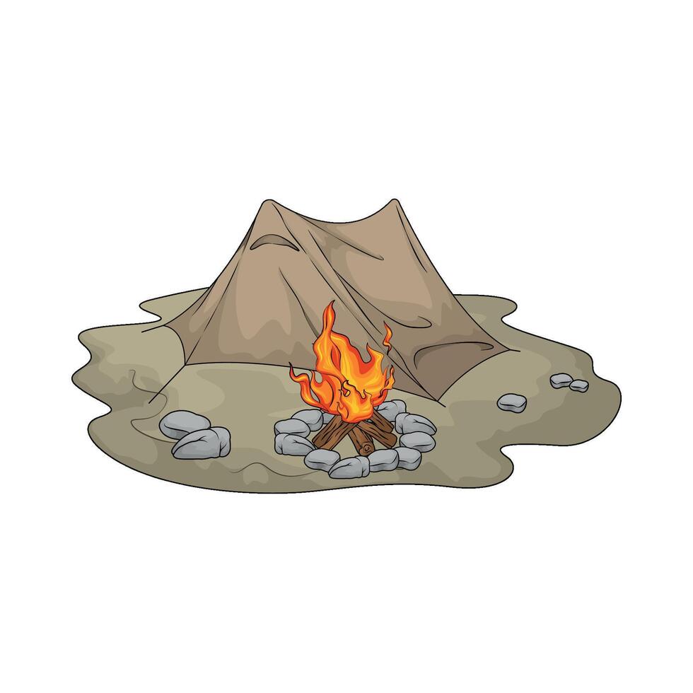 tent and bonfire vector