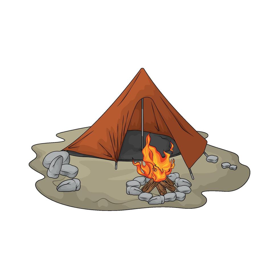 bonfire with tent vector