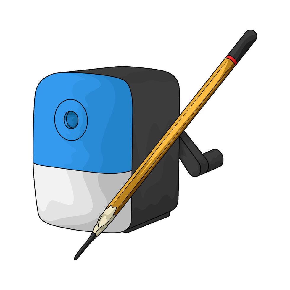 illustration of pencil with blue sharpener vector
