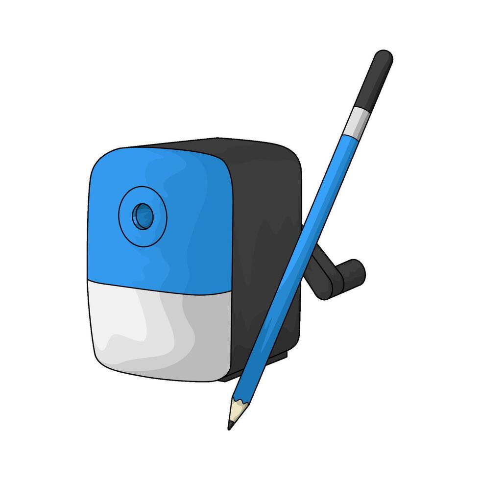 pencil with blue sharpener illustration vector
