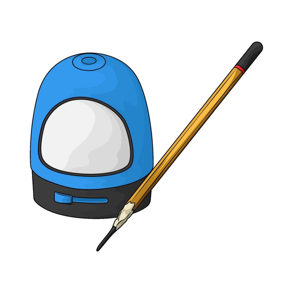 illustration of pencil and blue sharpener vector