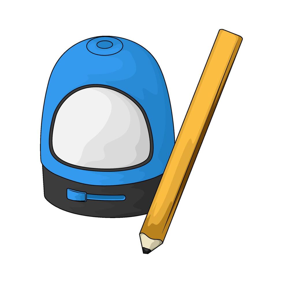 pencil and blue sharpener illustration vector