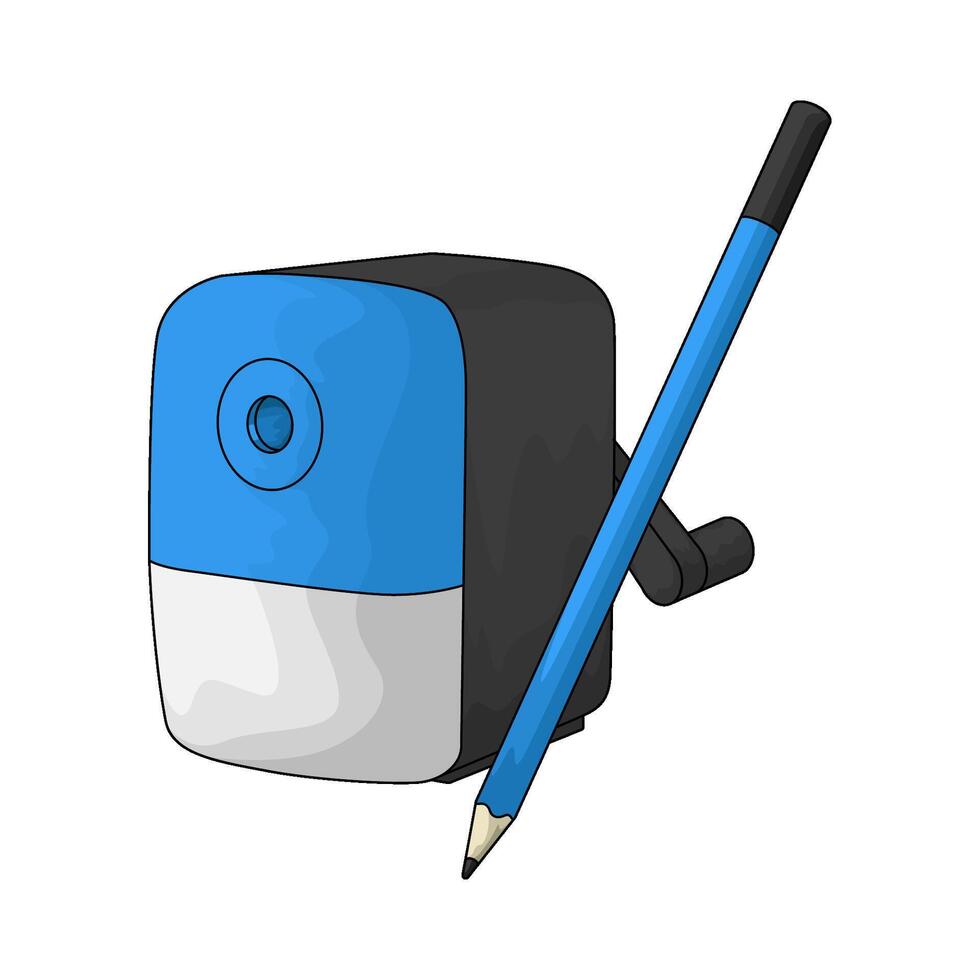 blue sharpener with pencil vector