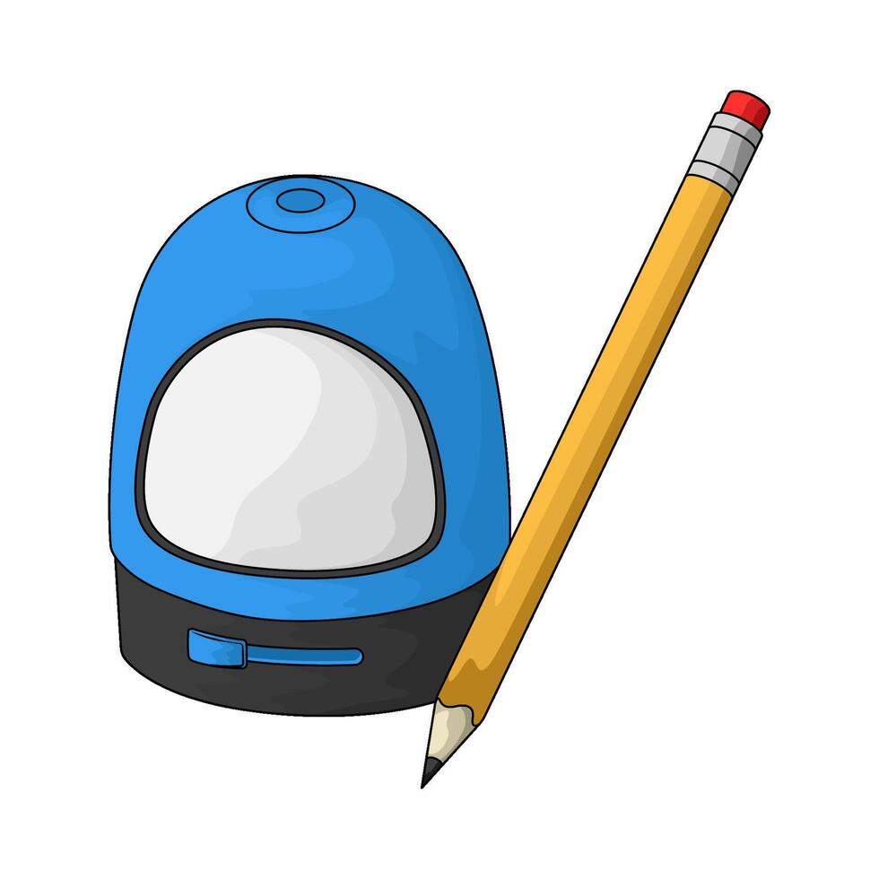 illustration of blue sharpener with pencil vector