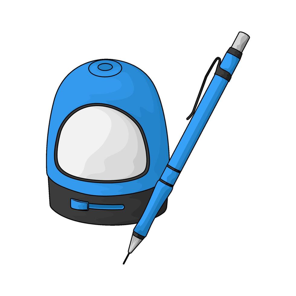blue sharpener with pencil illustration vector