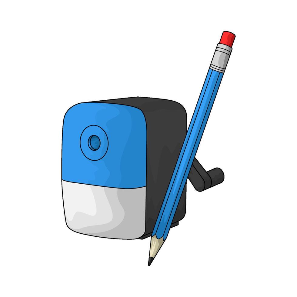 blue sharpener and pencil vector