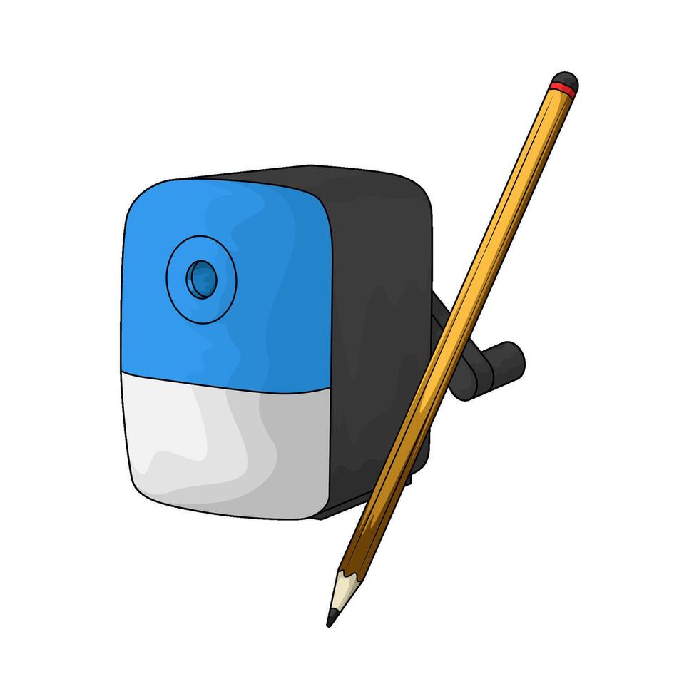 blue sharpener and yellow pencil vector
