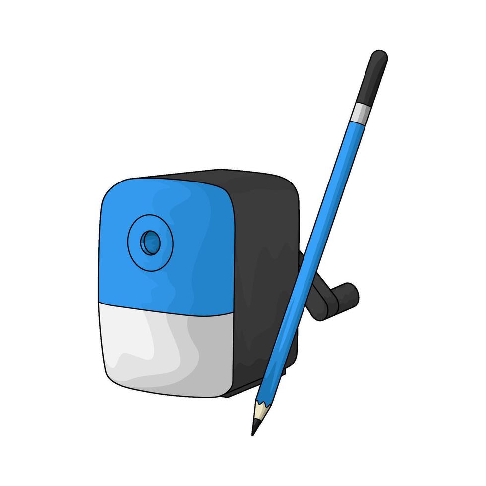 blue sharpener and pencil illustration vector