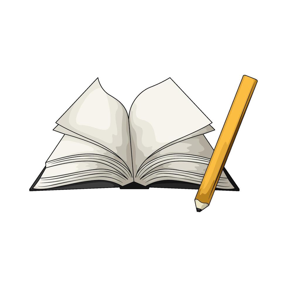open book with a pencil illustration vector