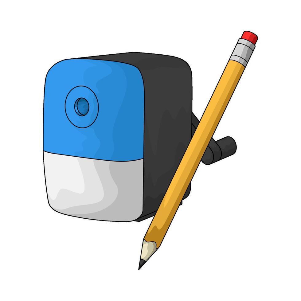 illustration of blue sharpener and yellow pencil vector