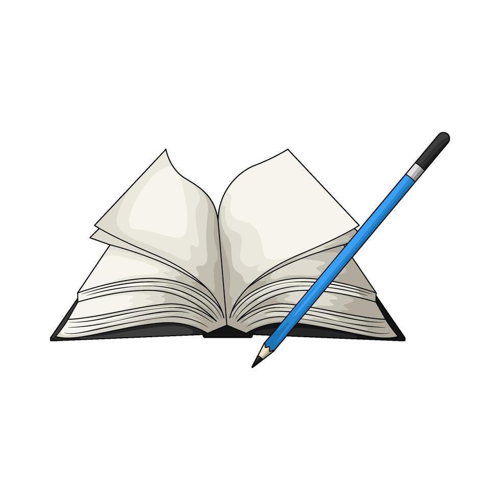 open book with a pencil vector