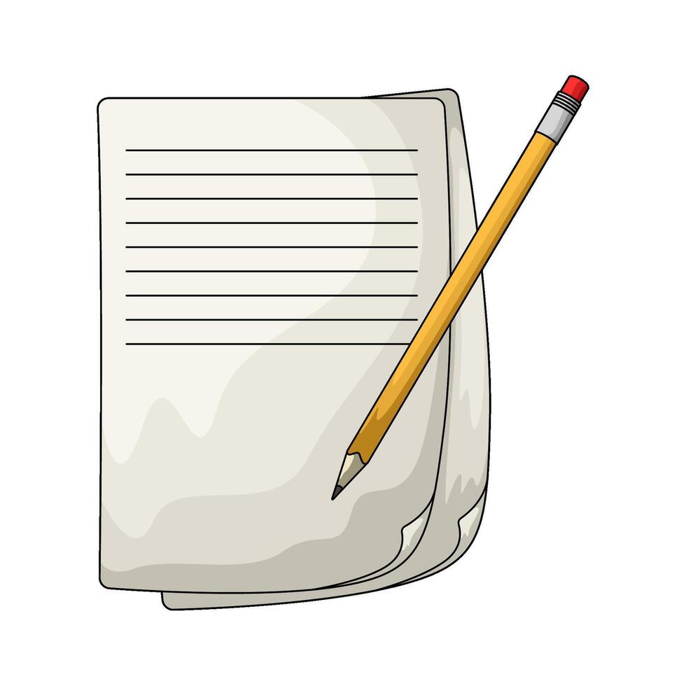 illustration of notes paper with pencil vector