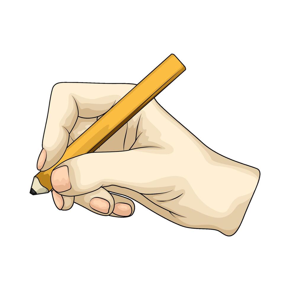 yellow pencil on hand vector