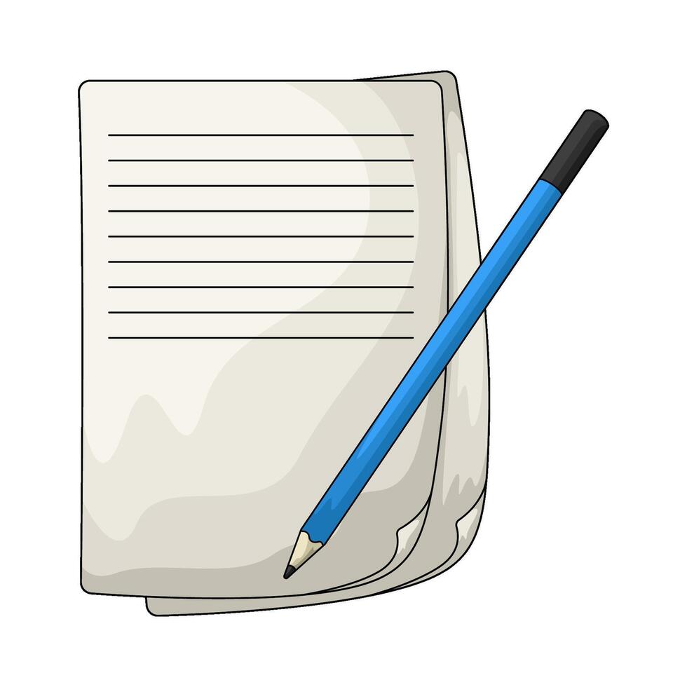 notes paper with blue pencil vector