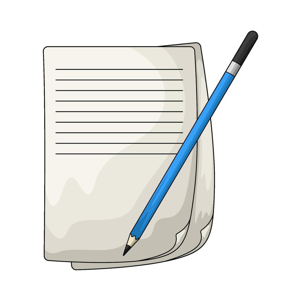 notes paper with blue pencil illustration vector
