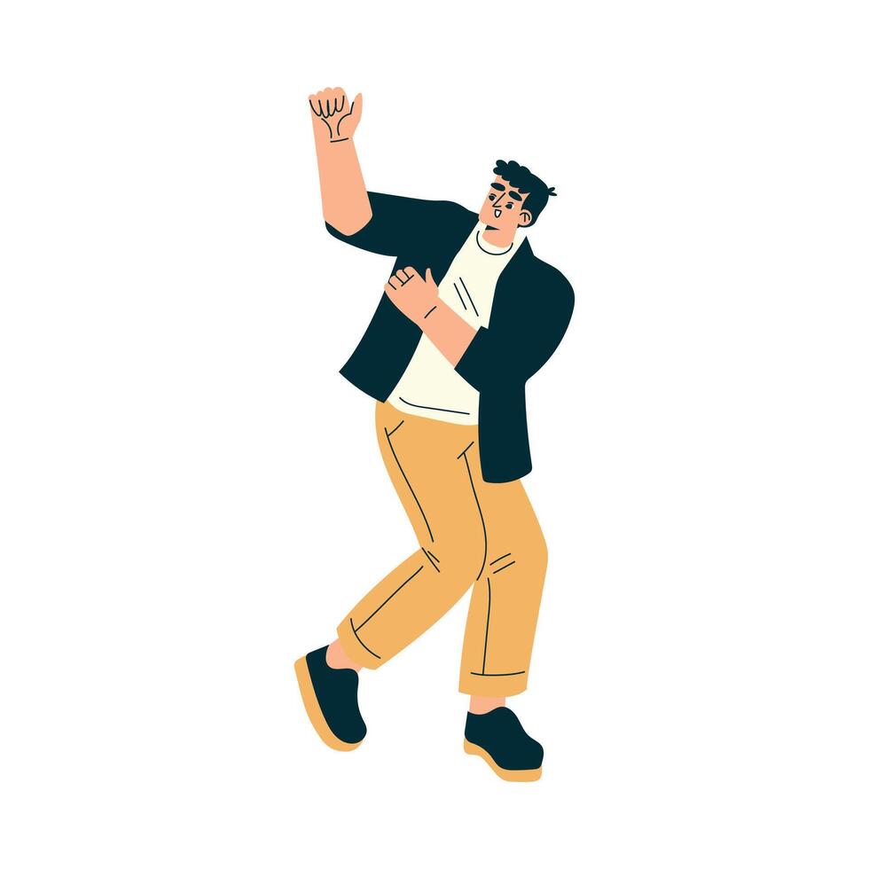 Man at Musical Festival Dancing Have Rest Illustration vector