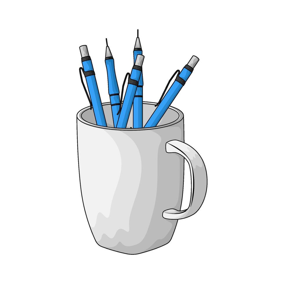 blue pencil on the cup illustration vector