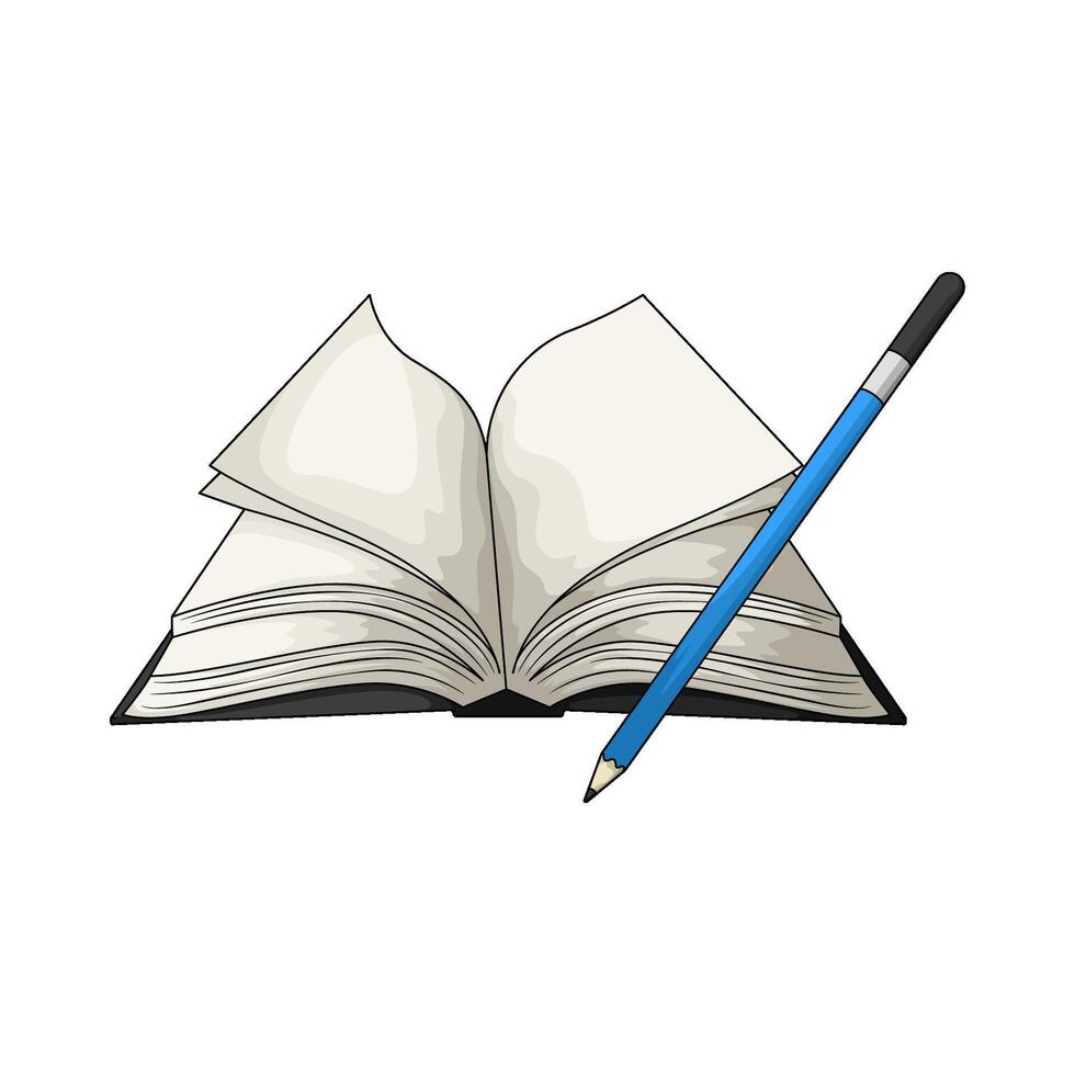 blue pencil with books vector