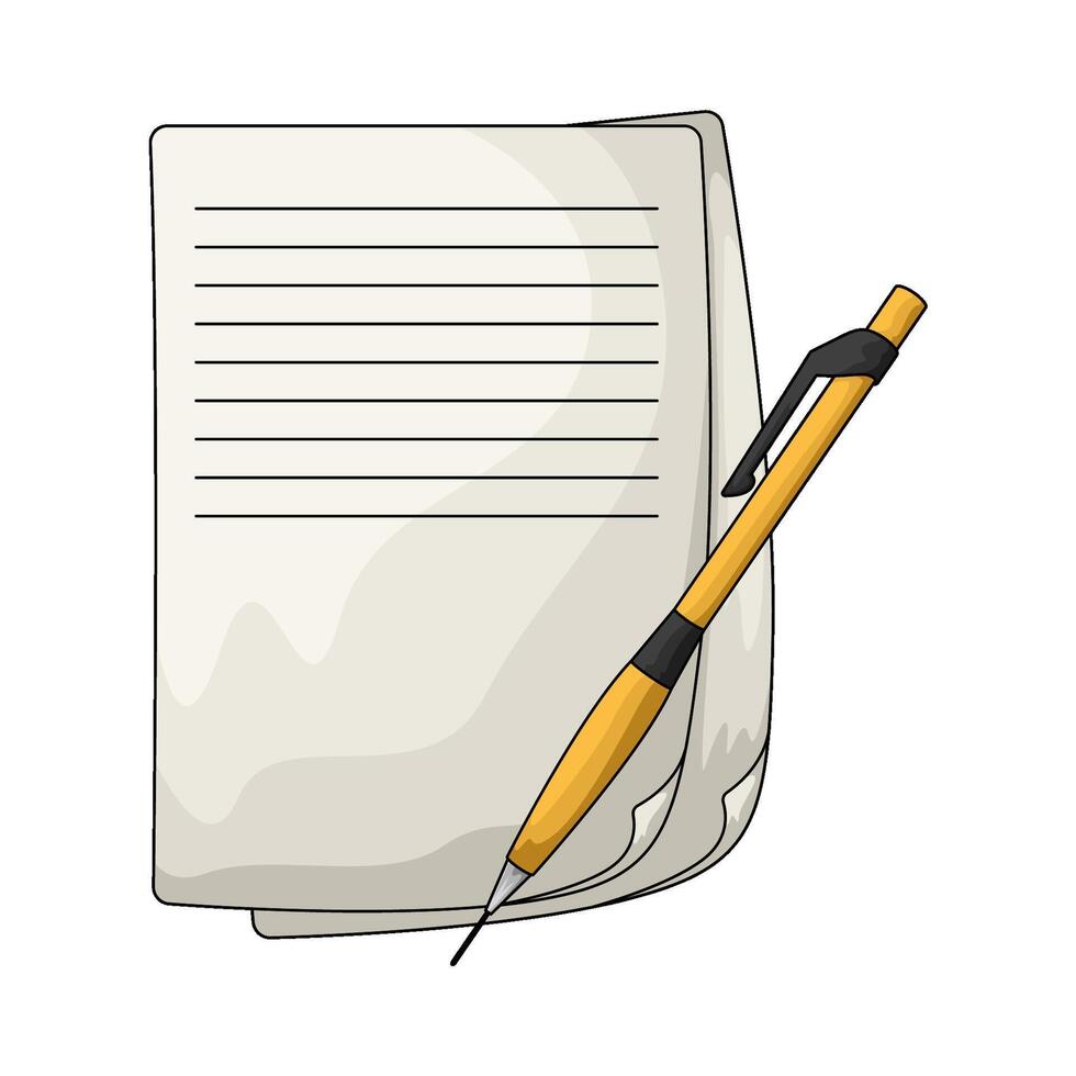 notes paper with yellow pencil vector