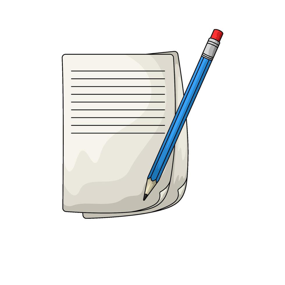 notes paper and blue pencil vector
